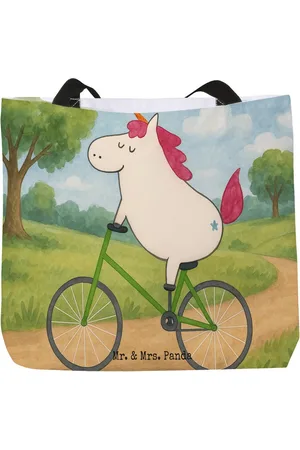 Mr. & Mrs. Panda Shopper Einhorn Radfahrer Design - - Geschenk, Tragebeutel, Einkaufstasc (1-tlg), Kreative Designs - Verkäufer: