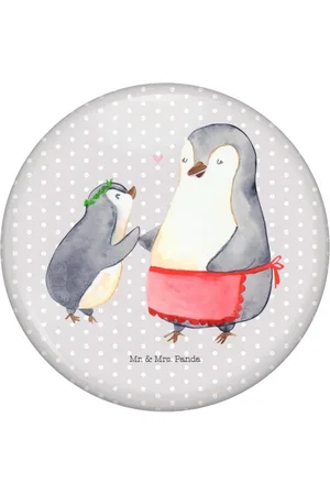 Mr. & Mrs. Panda Anstecknadel Pinguin mit Kind - Pastell - Geschenk, Pinguine, Mama, Button, M (1-tlg), Edles Erscheinungsbild - Verkäufer: