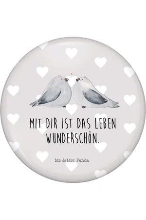 Mr. & Mrs. Panda Anstecknadel Turteltauben Liebe - Pastell - Geschenk, Anstecknadel, Pärchen, (1-tlg), Charmante Sprüche - Verkäufer: