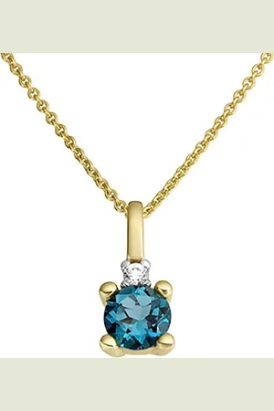 Firetti Kettenanhänger Schmuck Geschenk Gold 333 Halsschmuck Anhänger Kette Edelstein Solitär, mit London Blue Topas - mit Diamant