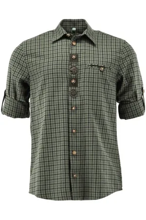 OS-TRACHTEN Outdoorhemd Daufam Regular Fit, Liegekragen, Krempelarm, Stick, Zierteile, Flanell-Karo - Verkäufer: DealDate