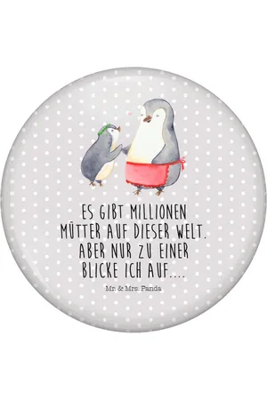 Mr. & Mrs. Panda Anstecknadel Pinguin mit Kind - Pastell - Geschenk, Muttertag, Button, Mutti, (1-tlg), Einzigartige Designs - Verkäufer: