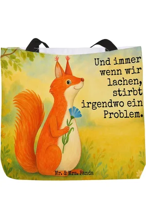 Mr. & Mrs. Panda Shopper Eichhörnchen Blume Design - - Geschenk, Spaß, Tiermotive, Trageb (1-tlg), Süße Motive - Verkäufer: