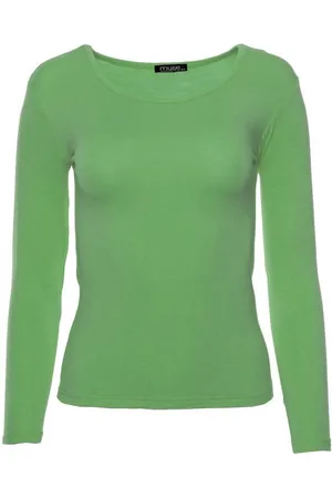 Muse Rundhalsshirt Basic Rundhals Langarmshirt Skinny Fit 1093 - Verkäufer: malito