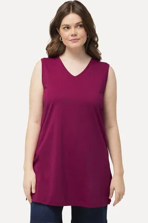 Ulla Popken Longtop Top V-Ausschnitt Relaxed ärmellos Baumwolle - Verkäufer: Popken Fashion Group