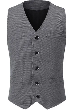 Allthemen Anzugweste Herren Anzugweste Herringbone V-Ausschnitt Wollweste für Hochzeit - Verkäufer: