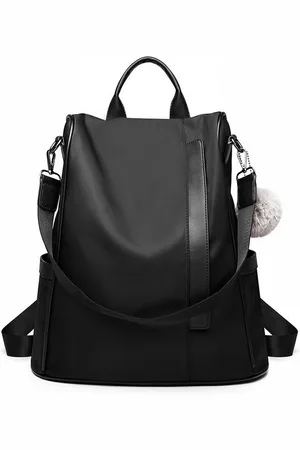 MISS LULÙ Rucksack Anti-Diebstahl Rucksack mit Pom Anhänger Cityrucksack für Damen - Verkäufer: Halterner Technologie GmbH