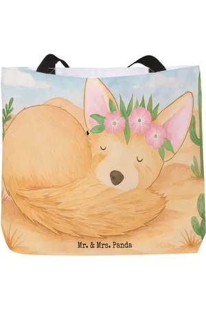 Mr. & Mrs. Panda Shopper Wüstenfuchs Blumen Design - - Geschenk, Beutel, Glücklich, Blume (1-tlg), Mobiler Big Bag - Verkäufer: