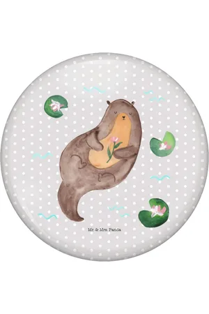 Mr. & Mrs. Panda Anstecknadel Otter Seerose - Pastell - Geschenk, glücklich, Fluss, Seeotter, (1-tlg), Edles Erscheinungsbild - Verkäufer:
