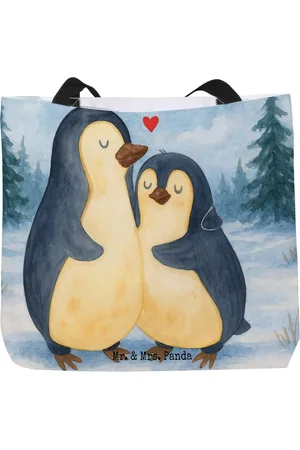 Mr. & Mrs. Panda Shopper Pinguin umarmen Design - - Geschenk, Einkaufsbeutel, Umarmung ve (1-tlg), Einzigartiges Design - Verkäufer: