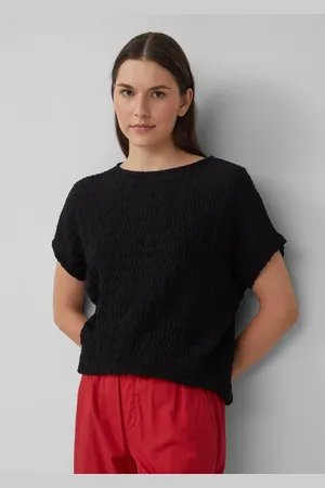 QS by s.Oliver Shirttop Strukturiertes T-Shirt aus Baumwollmix im Relaxed Fit - Verkäufer: