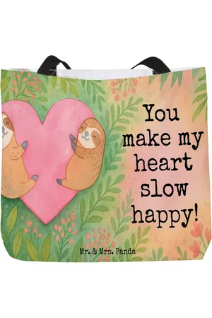 Mr. & Mrs. Panda Shopper Faultiere Herz Design - - Geschenk, Tasche, für Männer, Liebesge (1-tlg), Ergonomischer Griff - Verkäufer: