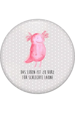 Mr. & Mrs. Panda Anstecknadel Axolotl Glücklich, Button, 50mm Button, Anstecknadel, Pin (1-tlg), Einzigartige Designs - Verkäufer: