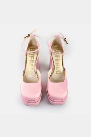 Buffalo May Dorsay Plateau Heels Rose Sandalette - Verkäufer: Sun & Famous