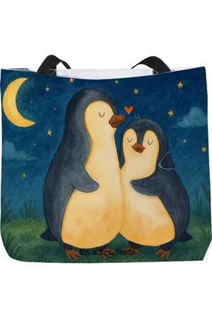 Mr. & Mrs. Panda Shopper Pinguine Einschlafen Design - - Geschenk, Shopper, Schultasche, (1-tlg), Einzigartiges Design - Verkäufer: