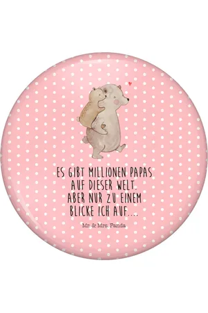 Mr. & Mrs. Panda Anstecknadel Papa Bär - Pastell - Geschenk, Vati, Button, 50mm Button, bester (1-tlg), Einzigartige Designs - Verkäufer: