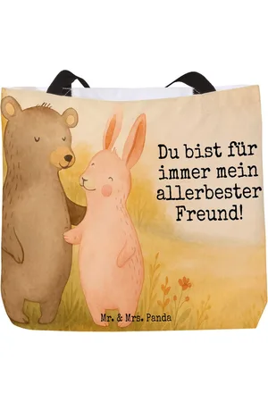 Mr. & Mrs. Panda Shopper Bär und Hase Umarmen Design - - Geschenk, Einkaufstasche, Bärche (1-tlg), Einzigartiges Design - Verkäufer: