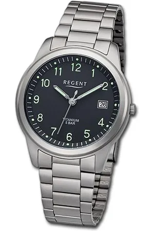 Regent Quarzuhr Herren Armbanduhr Analog, (Analoguhr), Herrenuhr Titanarmband , rundes Gehäuse, extra groß (ca. 36mm) - Verkäufer: Fit4Style Silberschmuck - IMPPAC
