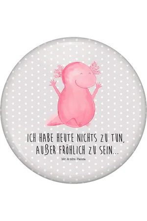 Mr. & Mrs. Panda Anstecknadel Axolotl Hurra, Anstecknadel, Pin, Button, 50mm Button (1-tlg), Symbol für Freundschaft - Verkäufer: