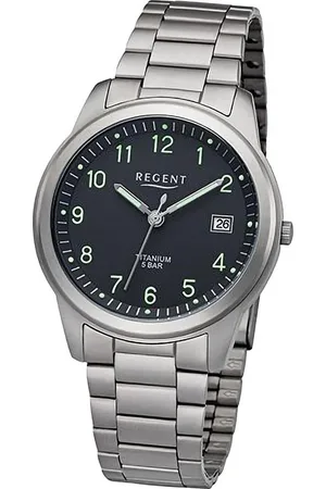 Regent Quarzuhr Herren Armbanduhr Analog, (Analoguhr), Herren Armbanduhr rund, extra groß (ca. 36mm), Titanarmband - Verkäufer: Fit4Style Silberschmuck - IMPPAC