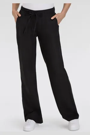 Mac Leinenhose CHIARA BELT Wide Fit, mit geradem, weitem Bein