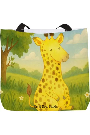 Mr. & Mrs. Panda Shopper Giraffe Zufrieden Design - - Geschenk, Beutel, Abenteuer, Trageb (1-tlg), Einzigartiges Design - Verkäufer: