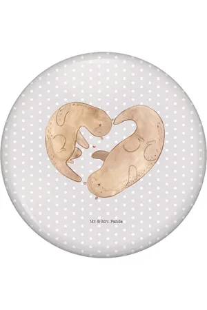 Mr. & Mrs. Panda Anstecknadel Otter Herz - Pastell - Geschenk, Button, Anstecknadel, Pin, Seeo (1-tlg), Stabile Anstecknadel - Verkäufer: