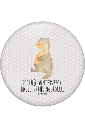 Mr. & Mrs. Panda Anstecknadel Otter Bauch - Pastell - Geschenk, Otter Seeotter See Otter, 50mm (1-tlg), Stabile Anstecknadel - Verkäufer: