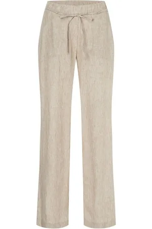 Mac Leinenhose CHIARA BELT Wide Fit, mit geradem, weitem Bein