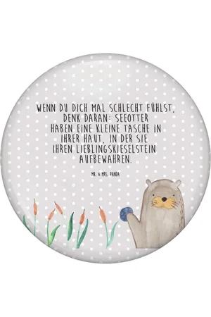 Mr. & Mrs. Panda Anstecknadel Otter Stein - Pastell - Geschenk, 50mm Button, Pin, Anstecknadel (1-tlg), Edles Erscheinungsbild - Verkäufer: