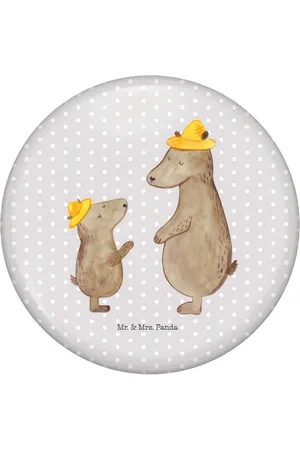 Mr. & Mrs. Panda Anstecknadel Bären mit Hut - Pastell - Geschenk, Vater-Sohn, Danke Papa, Butt (1-tlg), Stabile Anstecknadel - Verkäufer: