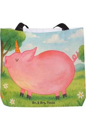 Mr. & Mrs. Panda Shopper Einhorn Schwein Design - - Geschenk, Beutel, Schultasche, Schwei (1-tlg), Mobiler Big Bag - Verkäufer:
