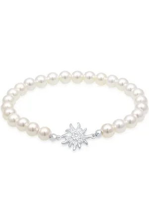 Elli Perlenarmband Edelweiss Muschelkernperlen Weiß 925 Sterling Silber