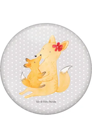 Mr. & Mrs. Panda Anstecknadel Fuchs Mama - Pastell - Geschenk, 50mm Button, Pin, Tochter, Anst (1-tlg), Stabile Anstecknadel - Verkäufer: