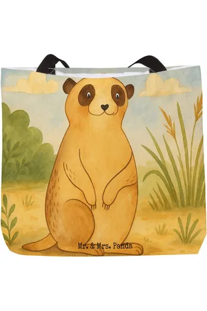Mr. & Mrs. Panda Shopper Erdmännchen Design - - Geschenk, Afrika, Shopper, Weltreise, Wil (1-tlg), Einzigartiges Design - Verkäufer: