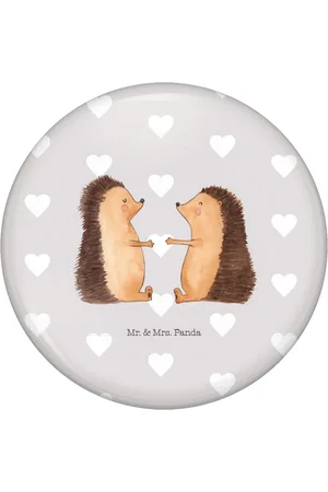 Mr. & Mrs. Panda Anstecknadel Igel Liebe - Pastell - Geschenk, Button, 50mm Button, Verheirate (1-tlg), Stabile Anstecknadel - Verkäufer: