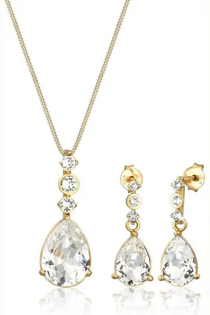 Elli Schmuckset Set Tropfen Kristalle 925 Silber