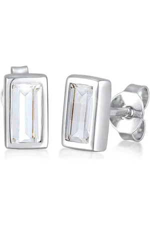 Kuzzoi Paar Ohrstecker Rechteck Topas Weiß 925 Sterling Silber, Rechteck - Verkäufer: JULIE & GRACE GmbH