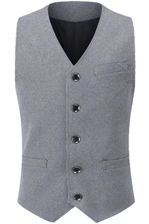 Allthemen Anzugweste Herren Anzugweste Herringbone V-Ausschnitt Wollweste für Hochzeit - Verkäufer: