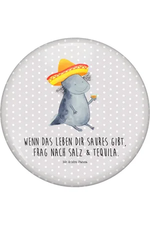 Mr. & Mrs. Panda Anstecknadel Axolotl Tequila, Pin, Button, 50mm Button, Anstecknadel (1-tlg), Einzigartige Designs - Verkäufer: