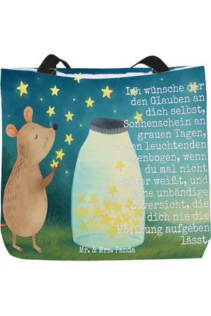 Mr. & Mrs. Panda Shopper Maus Sterne Design - - Geschenk, Shopper, Geburt, Kind, Einkaufs (1-tlg), Ergonomischer Griff - Verkäufer: