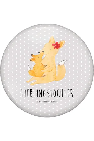 Mr. & Mrs. Panda Anstecknadel Fuchs Mama - Pastell - Geschenk, 50mm Button, Mama Tochter Bezie (1-tlg), Edles Erscheinungsbild - Verkäufer: