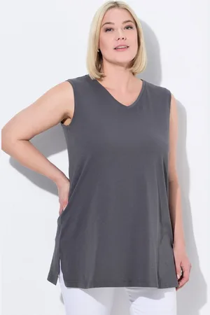 Ulla Popken Longtop Top V-Ausschnitt Relaxed ärmellos Baumwolle - Verkäufer: Popken Fashion Group