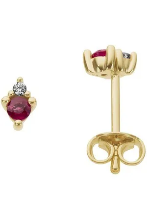 Firetti Paar Ohrstecker Schmuck Geschenk Gold 333 Ohrschmuck Farbstein Edelstein Rubin, mit Rubin - mit Brillant