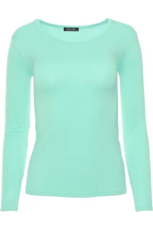 Muse Rundhalsshirt Basic Rundhals Langarmshirt Skinny Fit 1093 - Verkäufer: malito