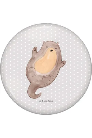 Mr. & Mrs. Panda Anstecknadel Otter Umarmen - Pastell - Geschenk, Anstecknadel, 50mm Button, P (1-tlg), Stabile Anstecknadel - Verkäufer: