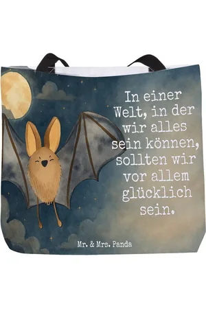 Mr. & Mrs. Panda Shopper Fledermaus Flügel Design - - Geschenk, Schultasche, Schulbeutel, (1-tlg), Ergonomischer Griff - Verkäufer: