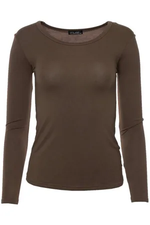 Muse Rundhalsshirt Basic Rundhals Langarmshirt Skinny Fit 1093 - Verkäufer: malito