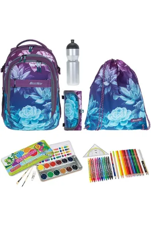 Bestway Schulrucksack Jungen Schulrucksackset Rucksack Evolution Air 40177 (Set, Sportbeutel, Mäppchen, Mäppchenfüllung, Farbkasten, Flasche), Schultasche Daypack Schule ab 3. Klasse Mega Set rtm kfv - Verkäufer: Sporttaschenshop