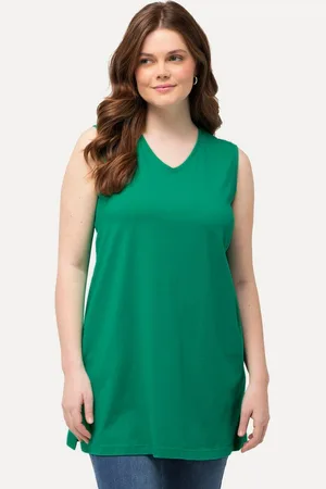 Ulla Popken Longtop Top V-Ausschnitt Relaxed ärmellos Baumwolle - Verkäufer: Popken Fashion Group